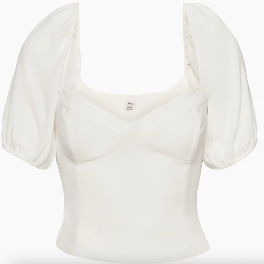 Aritzia Wilfred novella shortsleeve blouse in Light Birch